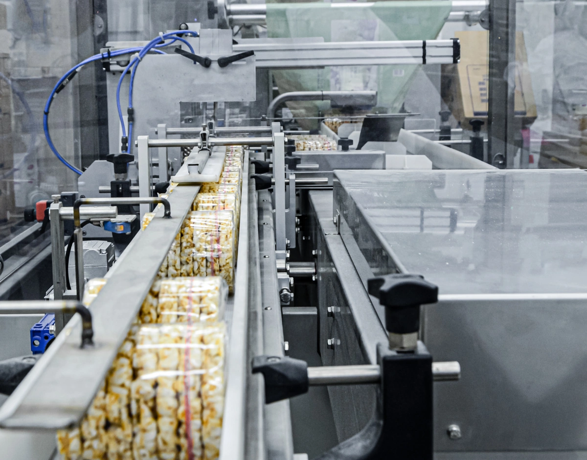 Automated food packaging line, representing IT support for food production and processing